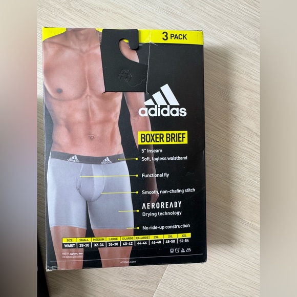 Adidas Men's Performance Boxer Briefs 3-Pack - Black, Blue, Grey size Med - Picture 2 of 12